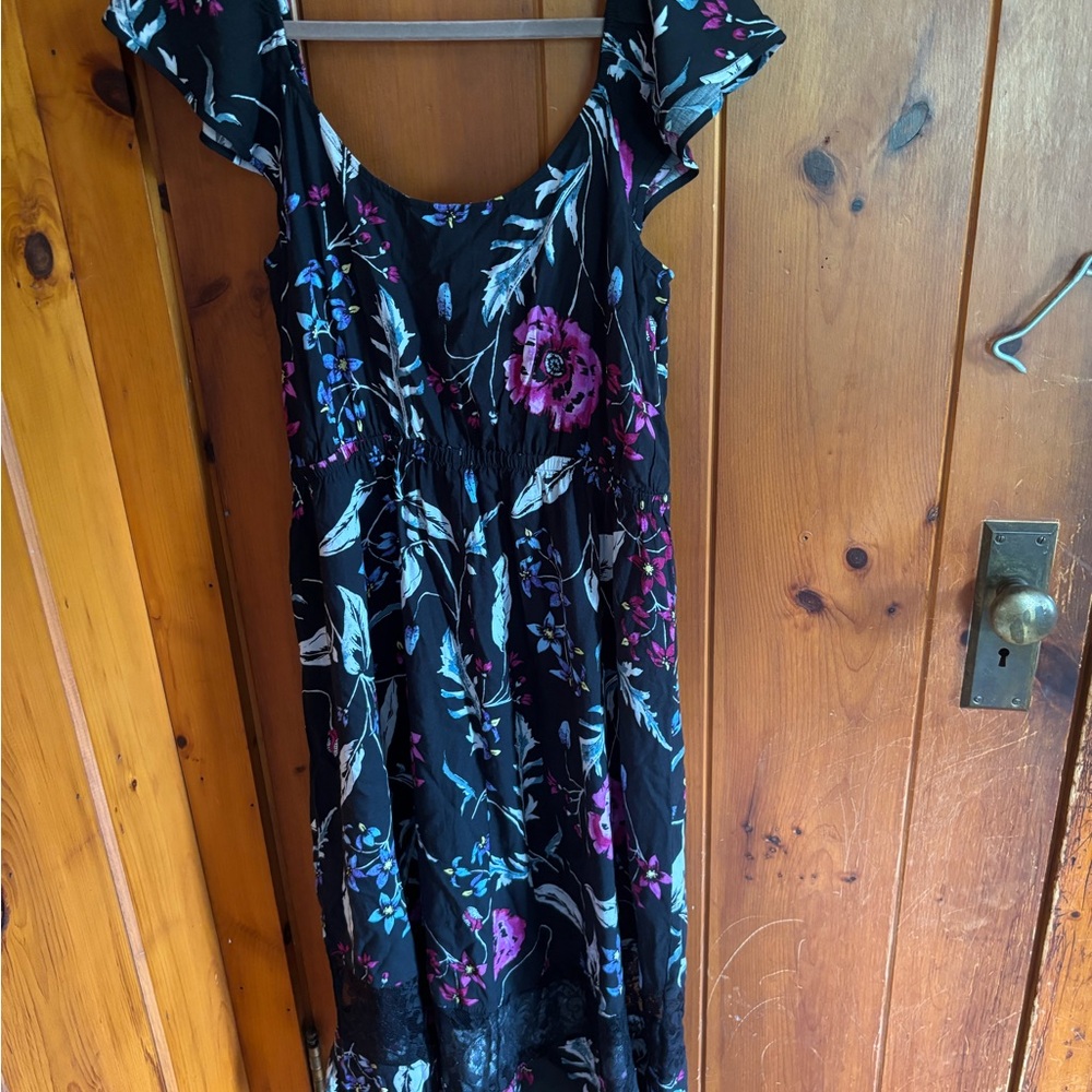 Express Black Floral Midi Dress